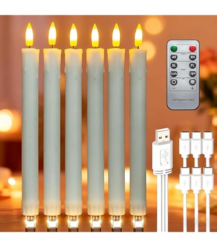 Amazon.co.jp : LEDキャンドルライト 6本セット 点滅 細長い型 暖かい